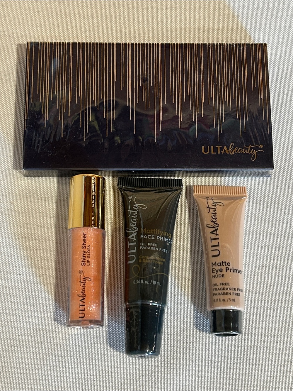 NEW ULTA Beauty Mini Makeup Kit with Black Palette & Nude/Peach Primers